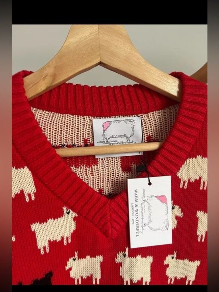 Warm & Wonderful Women's Diana Edition Cotton Linen V-Necksheep Sweater Red, S M — image 7 of 8